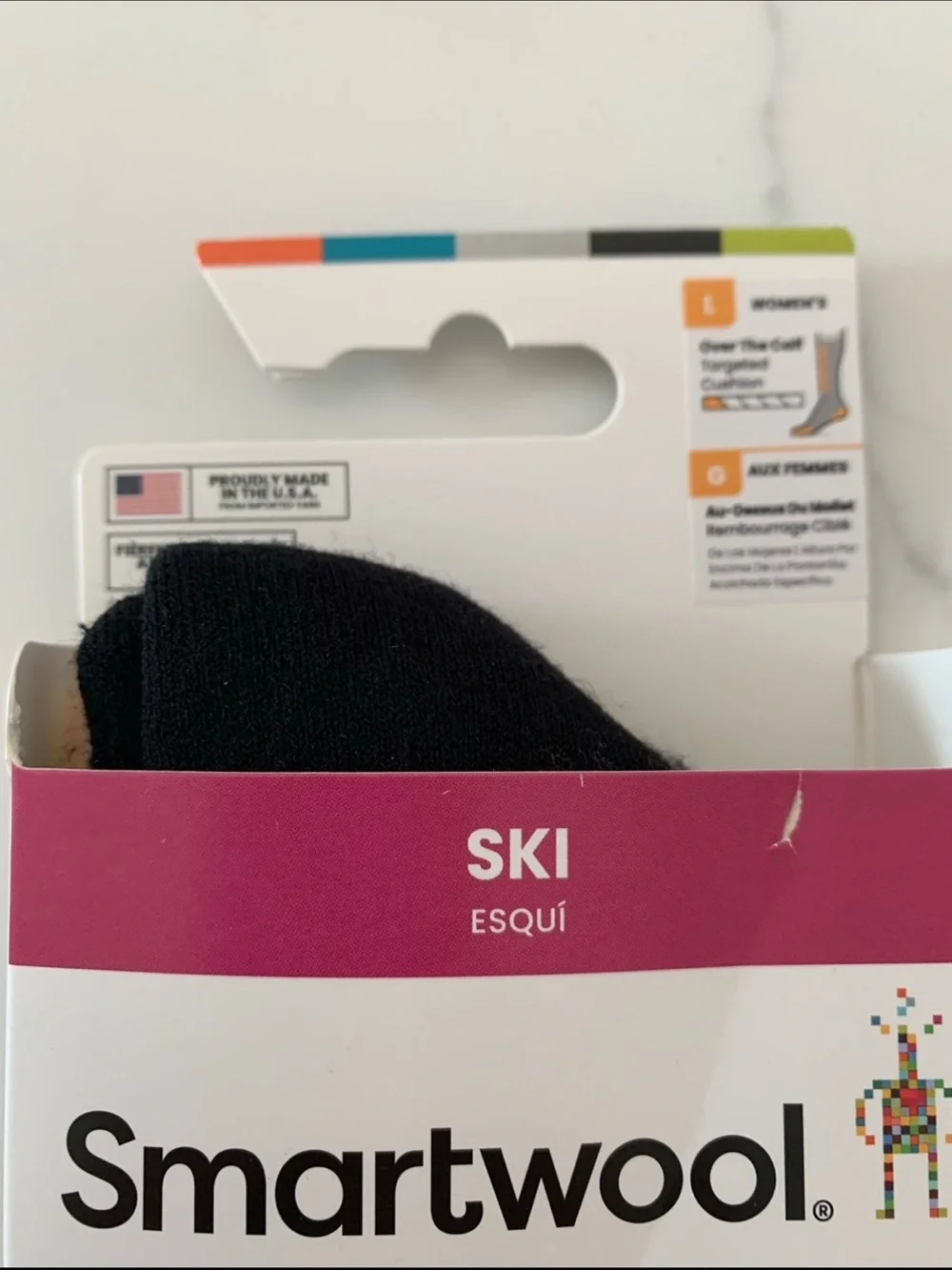 SMARTWOOL Large Women's Ski Snow Bunny Print Targeted Cushion OTC Socks NWT